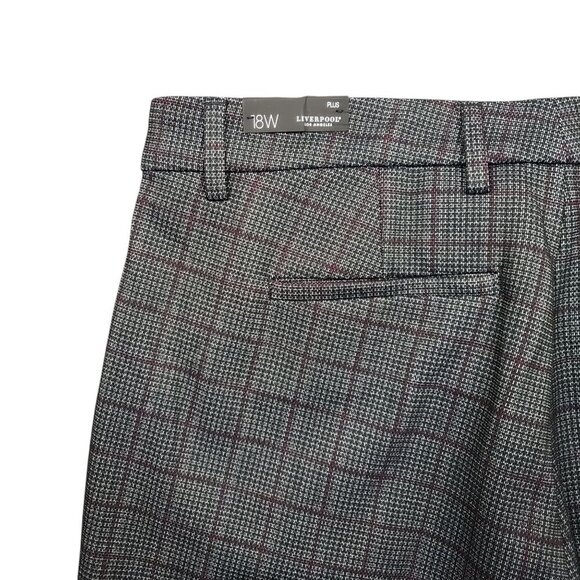 Liverpool Renee Straight Leg Trouser Womens 18W Grey Plaid Pants - Picture 6 of 12